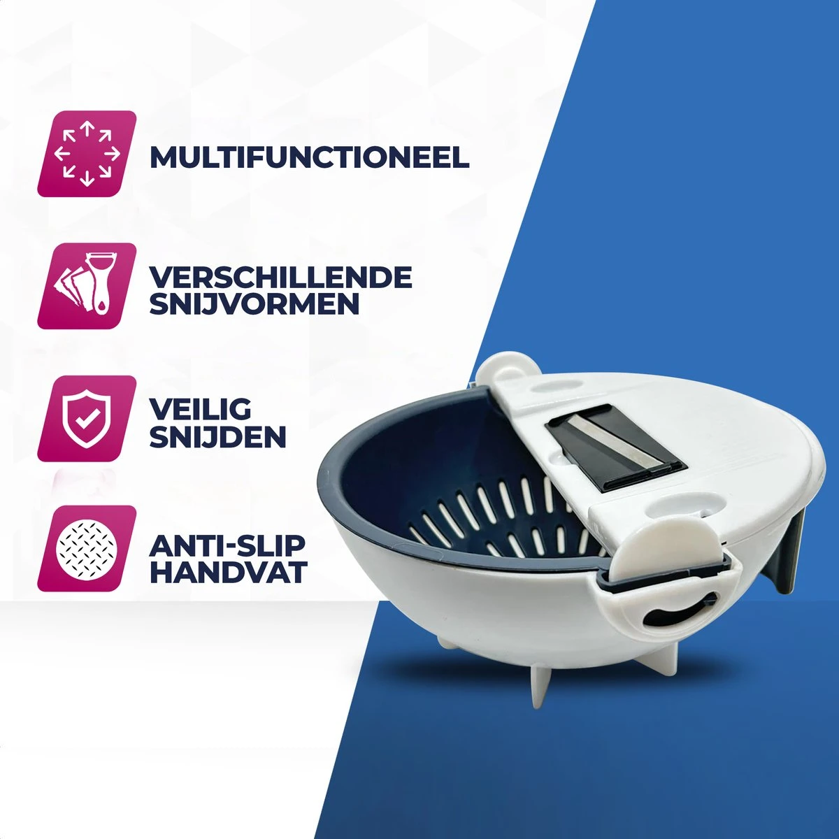 Roegaarden Groentesnijder - Multifunctioneel - Eiersnijder - 8 Snijvormen - Veilig Snijden - Afbeelding 4