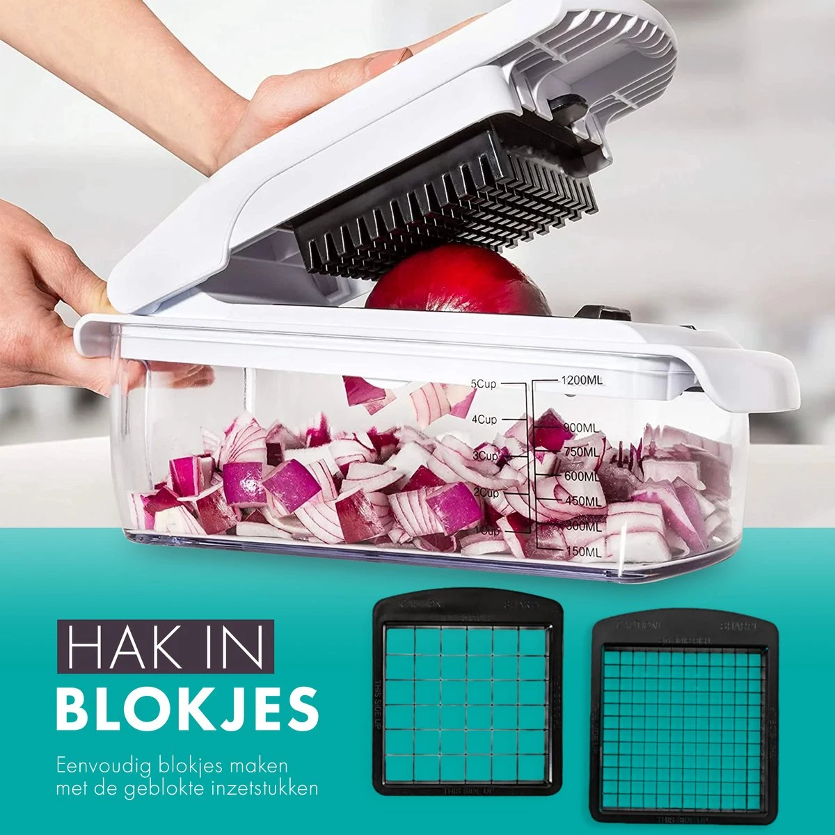Cavos - Multifunctionele Groentesnijder - Mandoline - Uiensnijder - Frietsnijder - Rasp - Vlijmscherp - BPA-vrij - Afbeelding 5