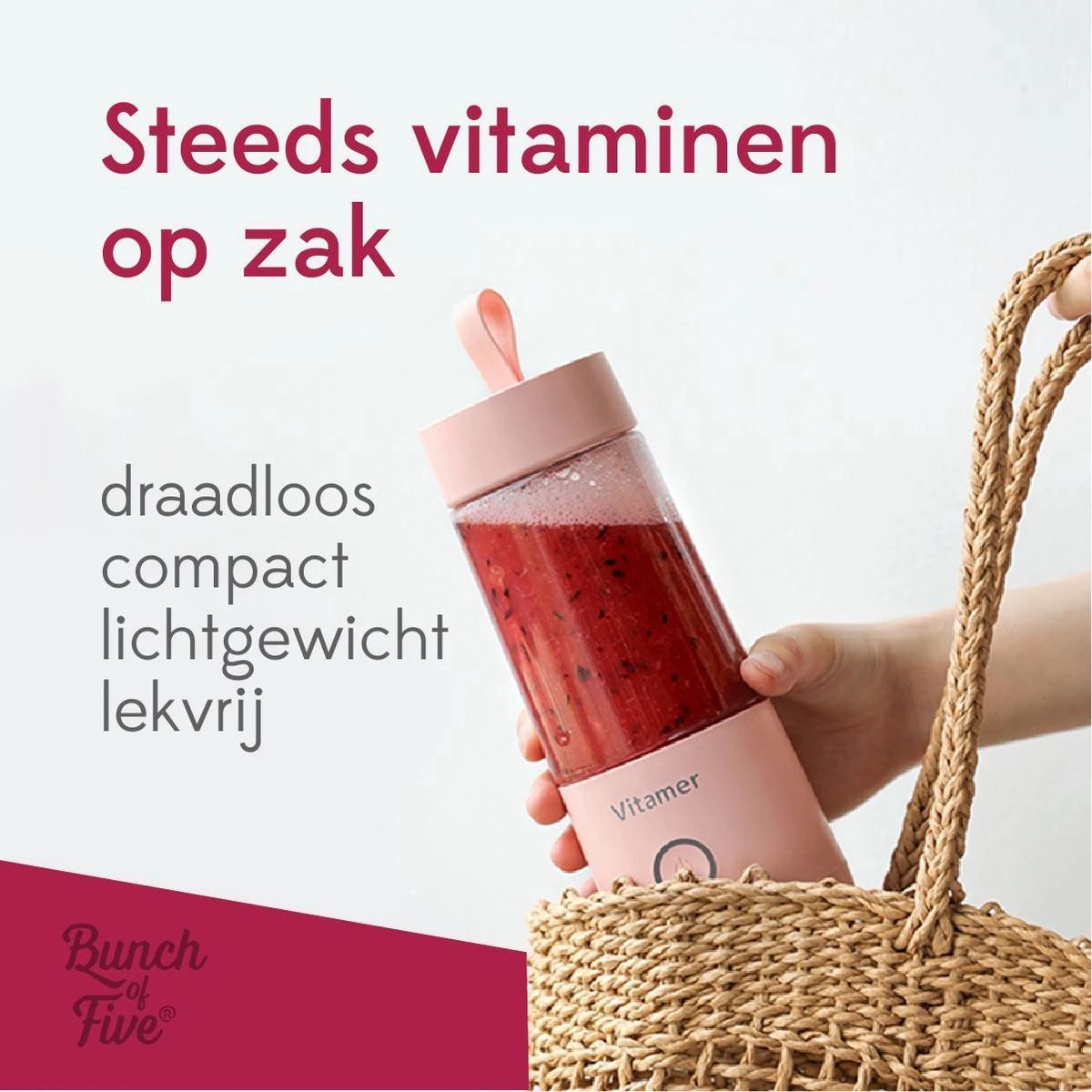 Merkloos Mini Blender - Smoothie Maker - Compact Blender - Draagbare Blender - Oplaadbare Mini Blender - Portable Blender - Draagbare Mini Blender - Lichtgewicht - Vitamer 4 Bladen - Fruit Juicer - Fruit Blender - Blender - Blender - Blenders - Keukenmachines - Afbeelding 8