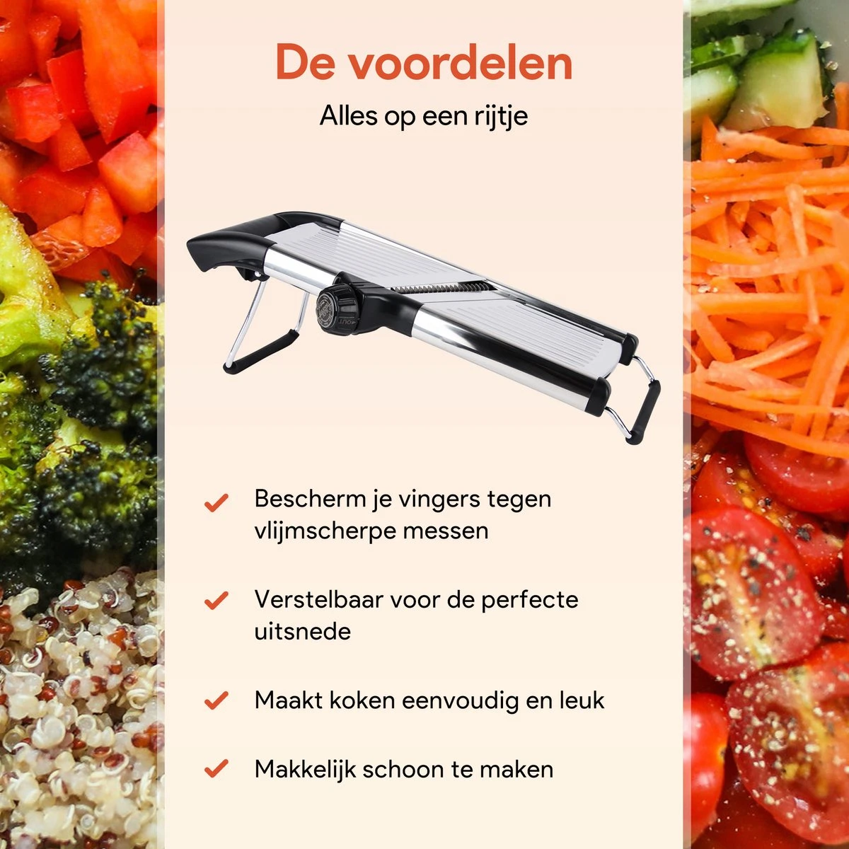 Chef’s Palace Multifunctionele Groentesnijder - Keukenmandoline - Mandoline Slicer - Keukensnijder - Uiensnijder & Frietsnijder - RVS - Afbeelding 4