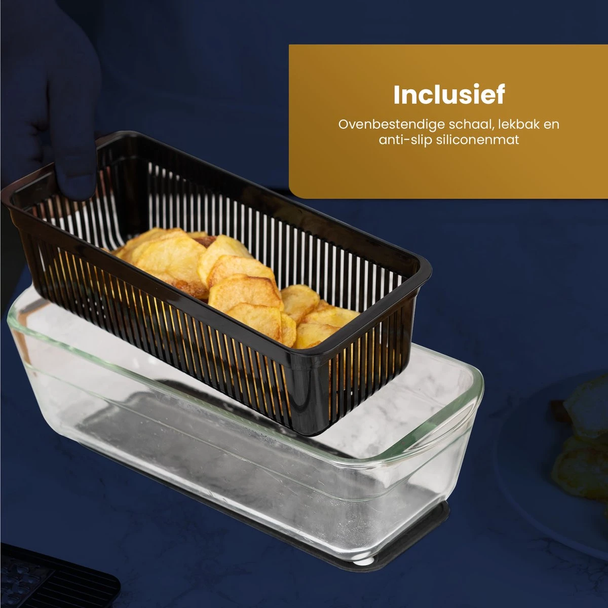 Groentesnijder 13 Delig Mandoline - Slicer Dicer Frietsnijder - Mandoline Keukensnijder Uiensnijder Met Ovenschaal - Kitchen Royal® - Afbeelding 3