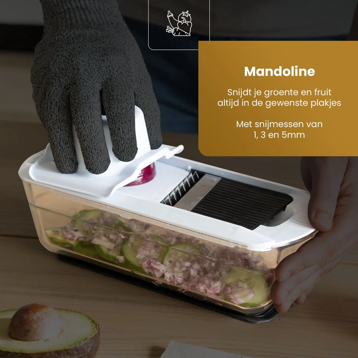 Groentesnijder 13 Delig Mandoline - Slicer Dicer Frietsnijder - Mandoline Keukensnijder Uiensnijder Met Ovenschaal - Kitchen Royal® - Afbeelding 7