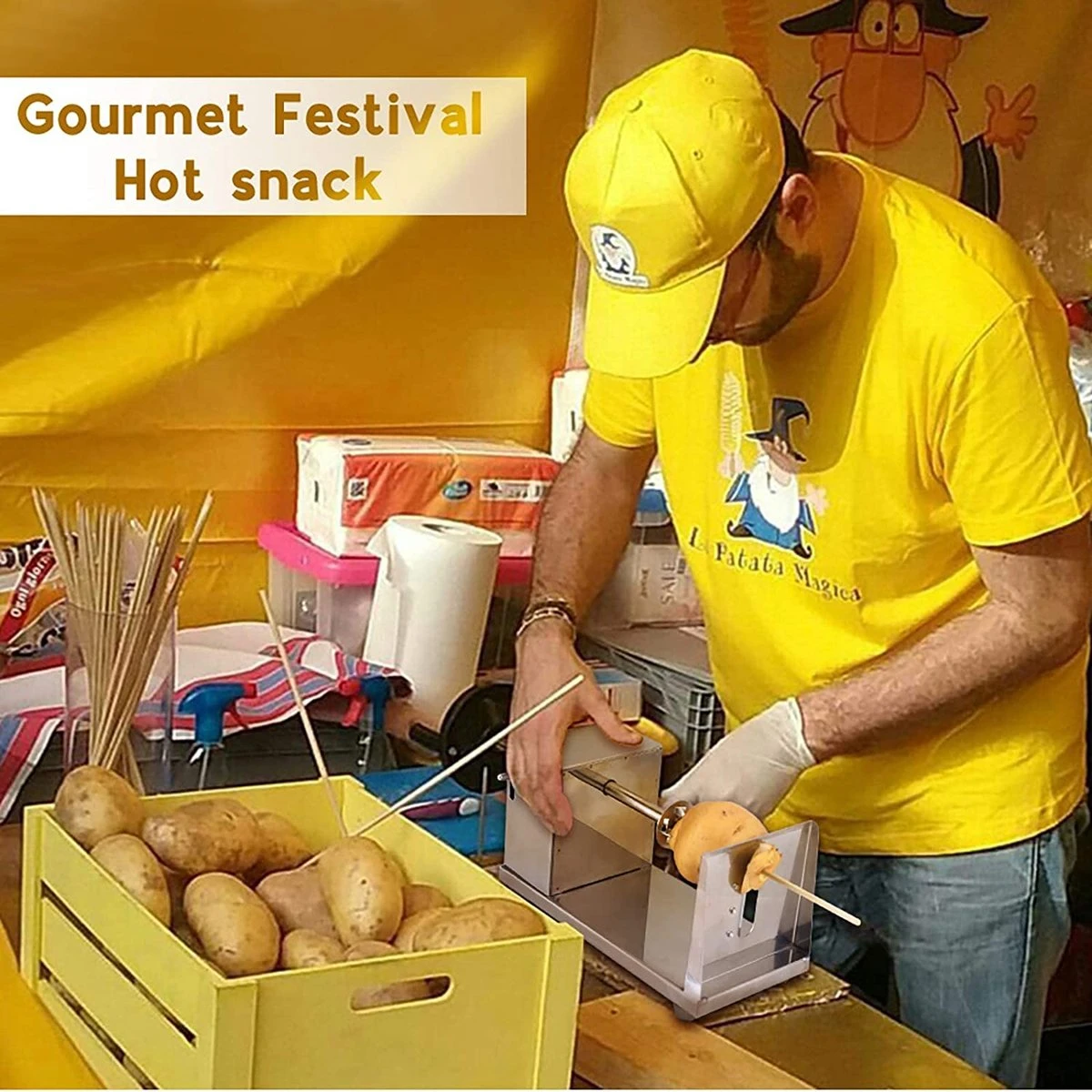 Uten - Spiraalsnijder Aardappel - Groente Slicer - Fruit Slicer - Frietsnijders - Voor Fruit, Aardappelen, Tornado Chips, Komkommers Of Wortels(RVS) - Afbeelding 7