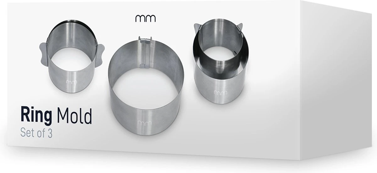 MikaMax Verstelbare Kookringen - Verstelbare Voedselringen - Bakringen - Garneerringen - Verbeter Je Kookkunsten - RVS - Vaatwasser Bestendig - Set Van 3 - Afbeelding 2