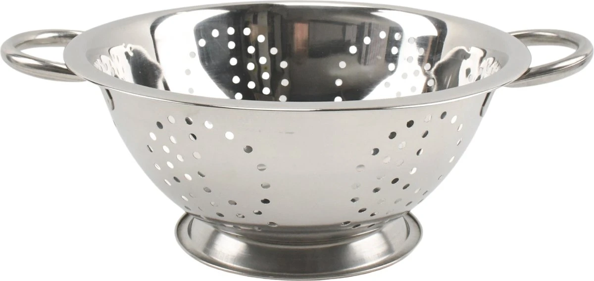 Veluw Vergiet Op Voet - 2 Grepen - Ø24 X (H)11cm - Vergiet RVS - Keukengerei - Zeven