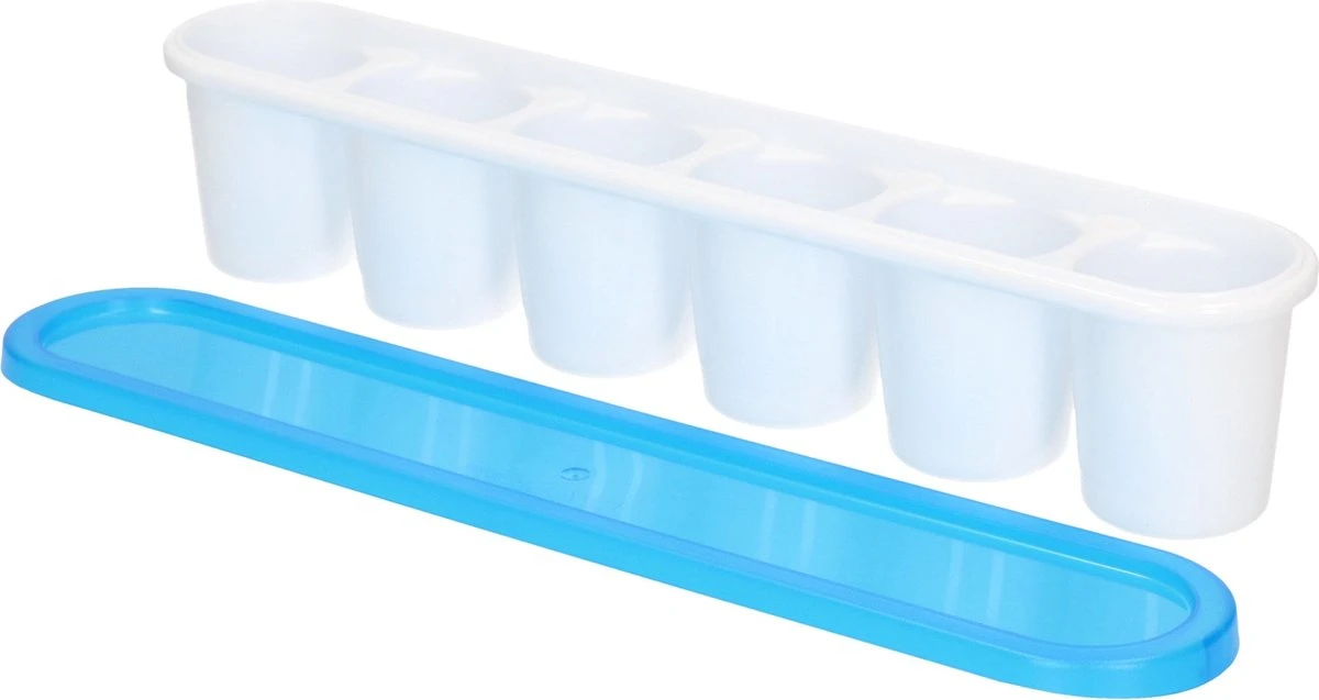 3x Grote Ijsblokjes/ijsklontjes Vormen Met Deksel Blauw - 6 Stuks - Ijsblokjes/ijsklontjes Makers - 30 X 6 Cm - Afbeelding 2