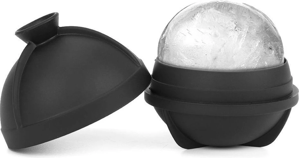 VITAMO Perfecte IJsballen Set Van 4 STUKS - Grote Whiskey IJsballenvorm - Ronde Whisky Stones - IJsklontjes - Cocktails - Frisdrank - Lekvrij - Siliconen - IJsblokjesvorm - Ø 6 Cm Groot - Zwart - Cadeau Tip - Afbeelding 8