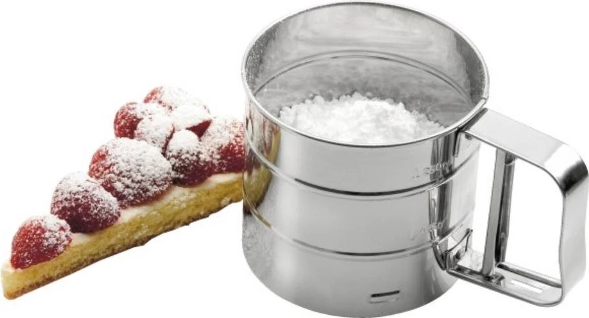 Professionele RVS Meelzeef - Bloemzeef - Poedersuikerzeef - Suikerzeef - Bakgerei - Stooier - Keuken Tafel -Roestvrij Staal - Draai Meel Zeef - Bloem Zeef - Poedersuiker Zeef - - Afbeelding 12