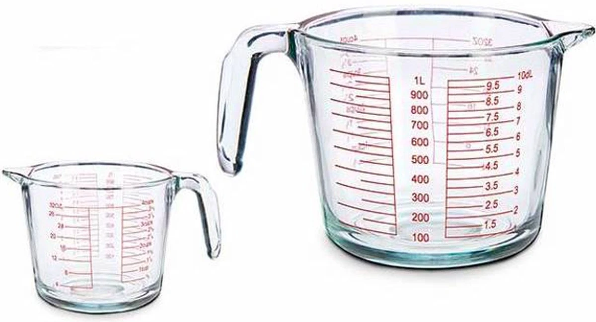 Merkloos Glazen Maatbeker 1 Liter – Maatbeker Glas – Maatkan – Maatkannetje – 1L - Afbeelding 2
