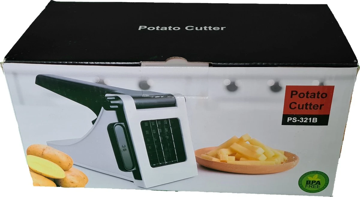 Merkloos Frietsnijder | Groentesnijder | Patatsnijder | Multifunctioneel | Met Handleiding | Sterke Messen | Wit - Afbeelding 5