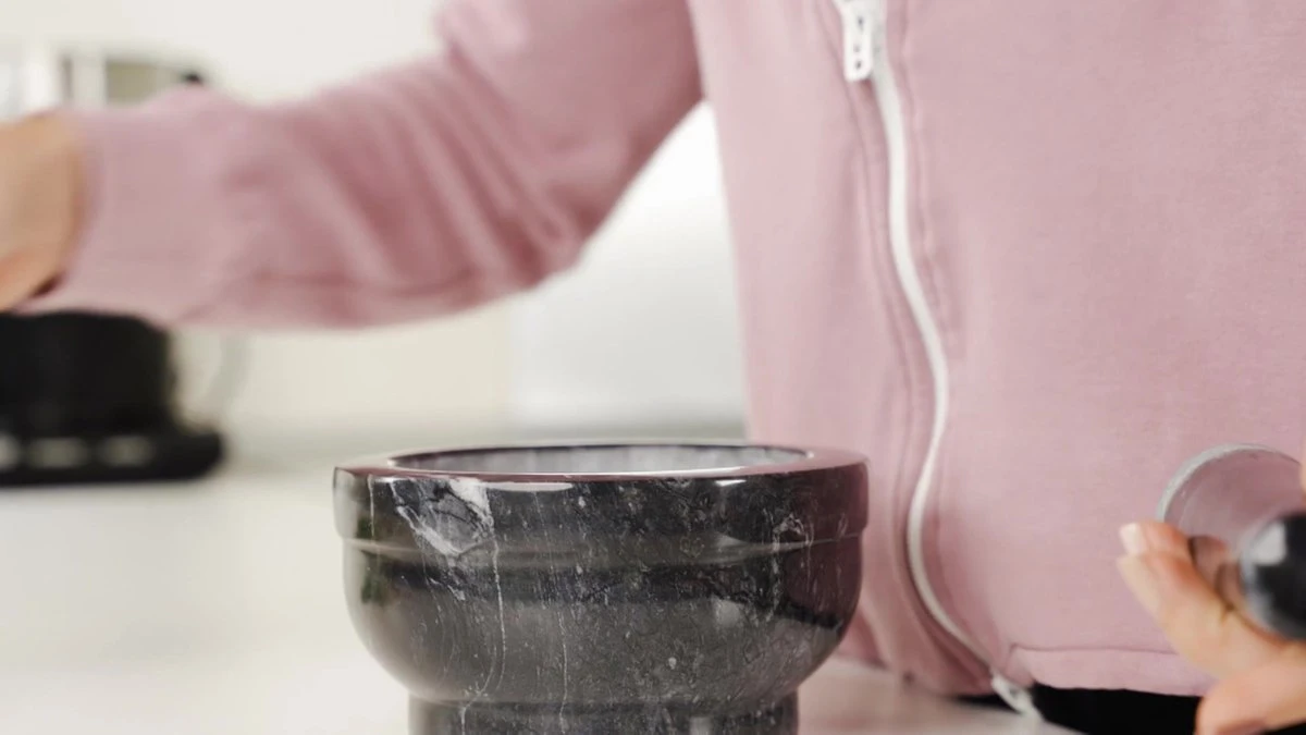 Coninx Vijzel - Mortier Met Stamper - Kruidenstamper - Ø15 X H8CM - Zwart Marmer Gepolijst - Afbeelding 2