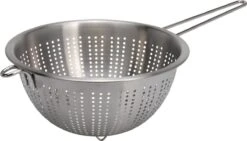Excellent Houseware Zilver RVS Vergiet/zeef Met Handvat / Steel 24 X 13 Cm - Keukenzeef - Keukenvergiet