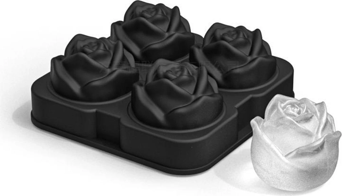 TDR - Siliconen Ijsblokjesvorm - Ijsbal Maker Met Deksel - Ijsklontjes Maken - 4 Vormen - Thema: Roos - Afbeelding 6