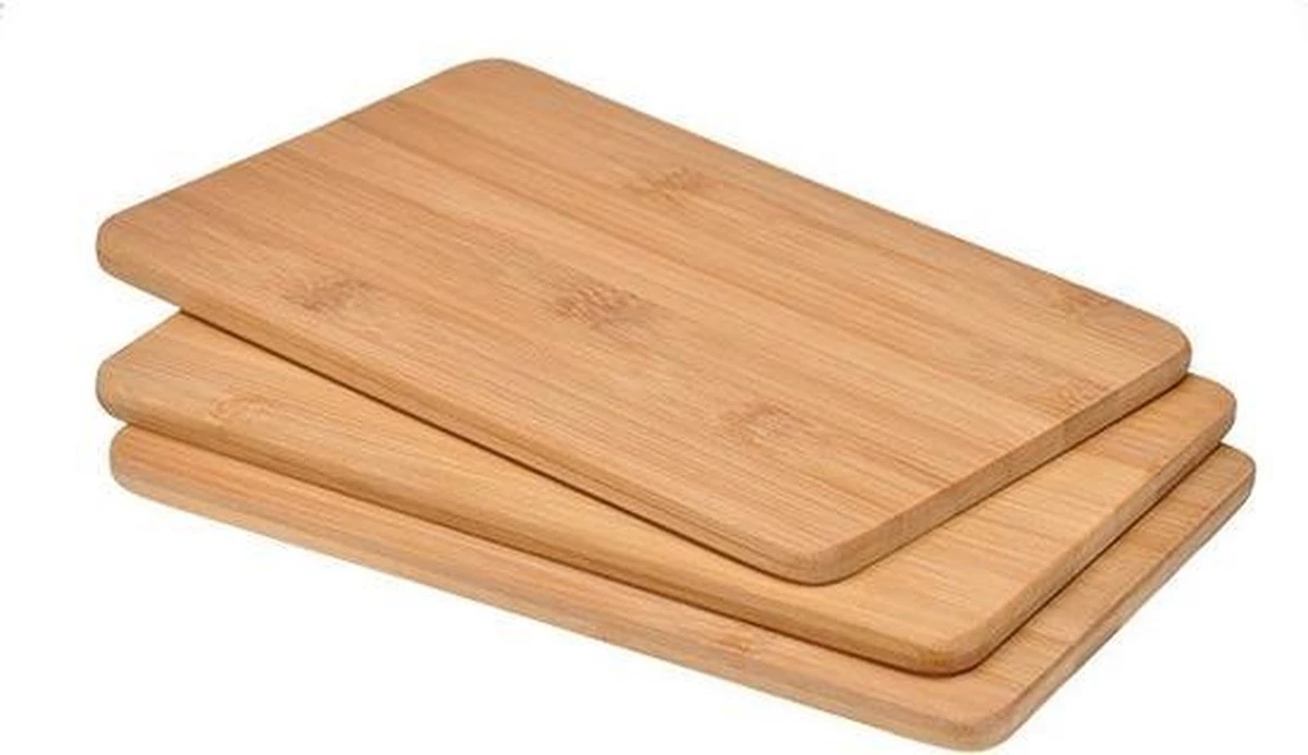 Merkloos Set Van 6x Houten Bamboe Serveer Planken / Snijplanken / Broodplanken 22 X 14 Cm - Snijplanken / Serveerplanken - Afbeelding 2