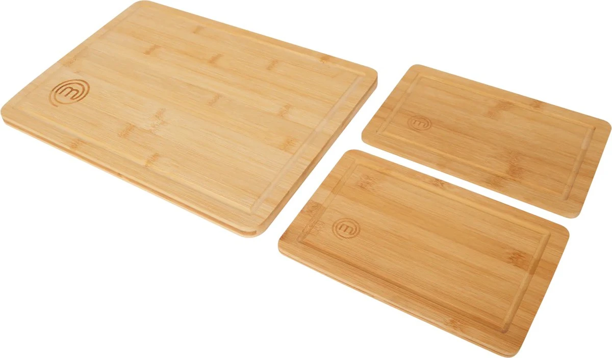 Set Snijplanken Masterchef - 3 Delig + 3 Delig Messenset - Bamboo Luxe Design - Duurzaam Hout - Keuken - Wonen - Cadeau Chef - Kook Gadget - Paas Cadeau - Afbeelding 3