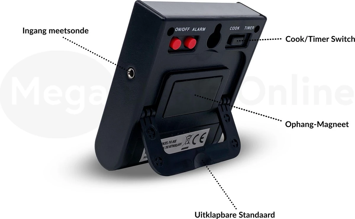 Merkloos MDO Vleesthermometer - Keukenthermometer - Digitaal - BBQ Thermometer - Oventhermometer - Kookthermometer- RVS - Afbeelding 4