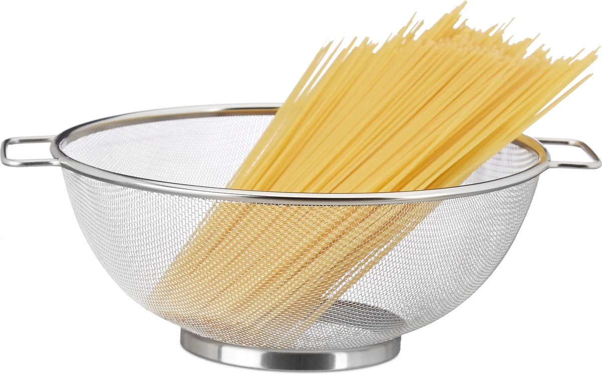 Relaxdays Vergiet Rvs - Zeef 26 Cm - Fijnmazige Keuken-vergiet - Keukengerei - Afbeelding 3