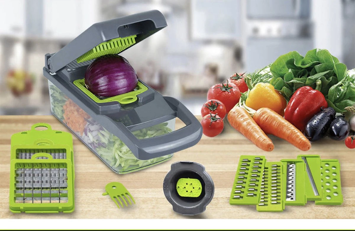 IM GOODS Multifunctionele Groentesnijder - Mandoline - Uiensnijder - Groentensnijder - Keukensnijder - Snijmachine Groenten 12 Delig - Afbeelding 6