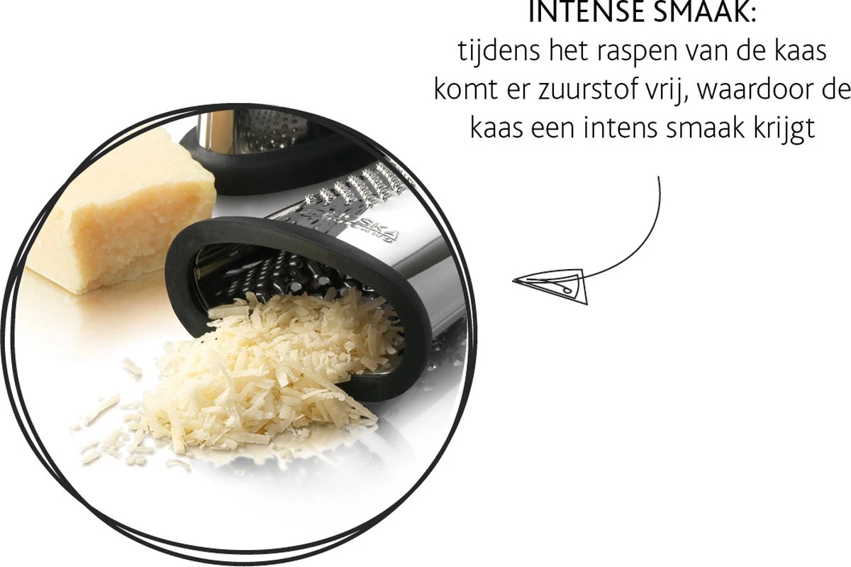 Boska Trio Formaggio - Tafelrasp Met 3 Raspmethodes - Multifunctioneel - Zilver/Zwart - Afbeelding 6