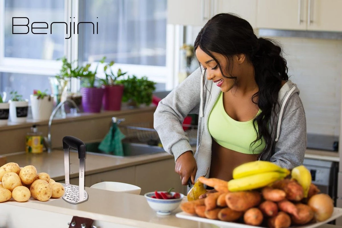 Aardappelstamper | Professioneel | Stamper | Pureestamper | Potato Masher | Pureerder | Stamppot Stamper | Matt Steel | Horizontale Handgreep | Professioneel | Ergonomische Handgreep | Handmatig | Vaatwasserbestendig - Afbeelding 3