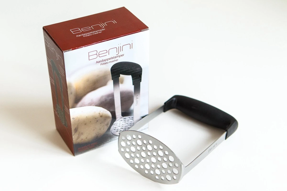 Aardappelstamper | Professioneel | Stamper | Pureestamper | Potato Masher | Pureerder | Stamppot Stamper | Matt Steel | Horizontale Handgreep | Professioneel | Ergonomische Handgreep | Handmatig | Vaatwasserbestendig - Afbeelding 9