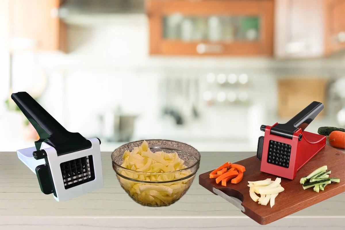 Merkloos Frietsnijder | Groentesnijder | Patatsnijder | Multifunctioneel | Met Handleiding | Sterke Messen - Afbeelding 5