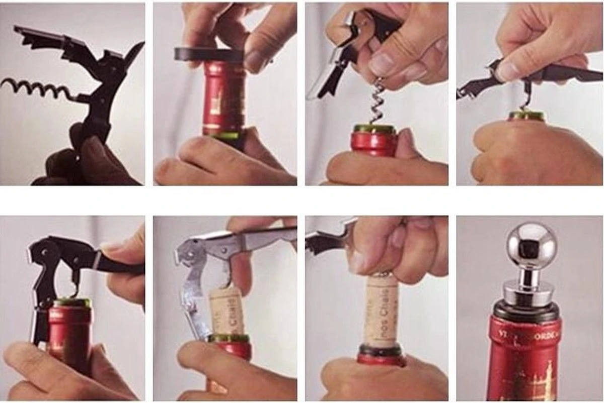 Kurkentrekker - Wijnopener - Bieropener - Kelnermes - Flesopener- Bierflesopener - Volledig RVS - Afbeelding 3