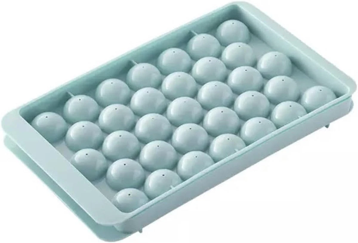 Merkloos Ronde Ijsblokjesvorm Met Deksel Mintgroen- 33 Ronde Ijsblokjes Vorm- Ijsvormpjes Maker- Bioplastic- Stofvrij- Ice Cube- Herbruikbaar- Keukengadgets - Afbeelding 3