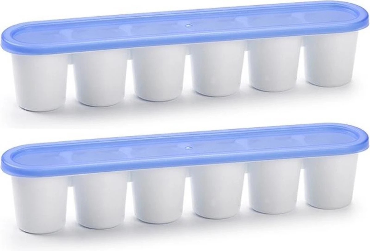 3x Grote Ijsblokjes/ijsklontjes Vormen Met Deksel Blauw - 6 Stuks - Ijsblokjes/ijsklontjes Makers - 30 X 6 Cm - Afbeelding 4