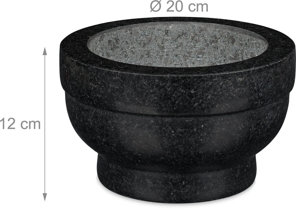 Relaxdays Vijzel En Stamper Graniet - Kruidenstamper - Kruiden Vermaler - Mortier - 1 L - Afbeelding 4