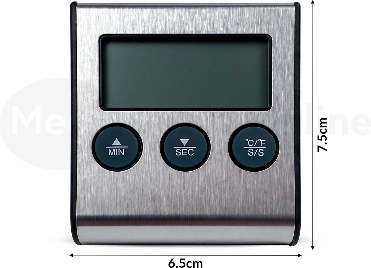 Merkloos MDO Vleesthermometer - Keukenthermometer - Digitaal - BBQ Thermometer - Oventhermometer - Kookthermometer- RVS - Afbeelding 5