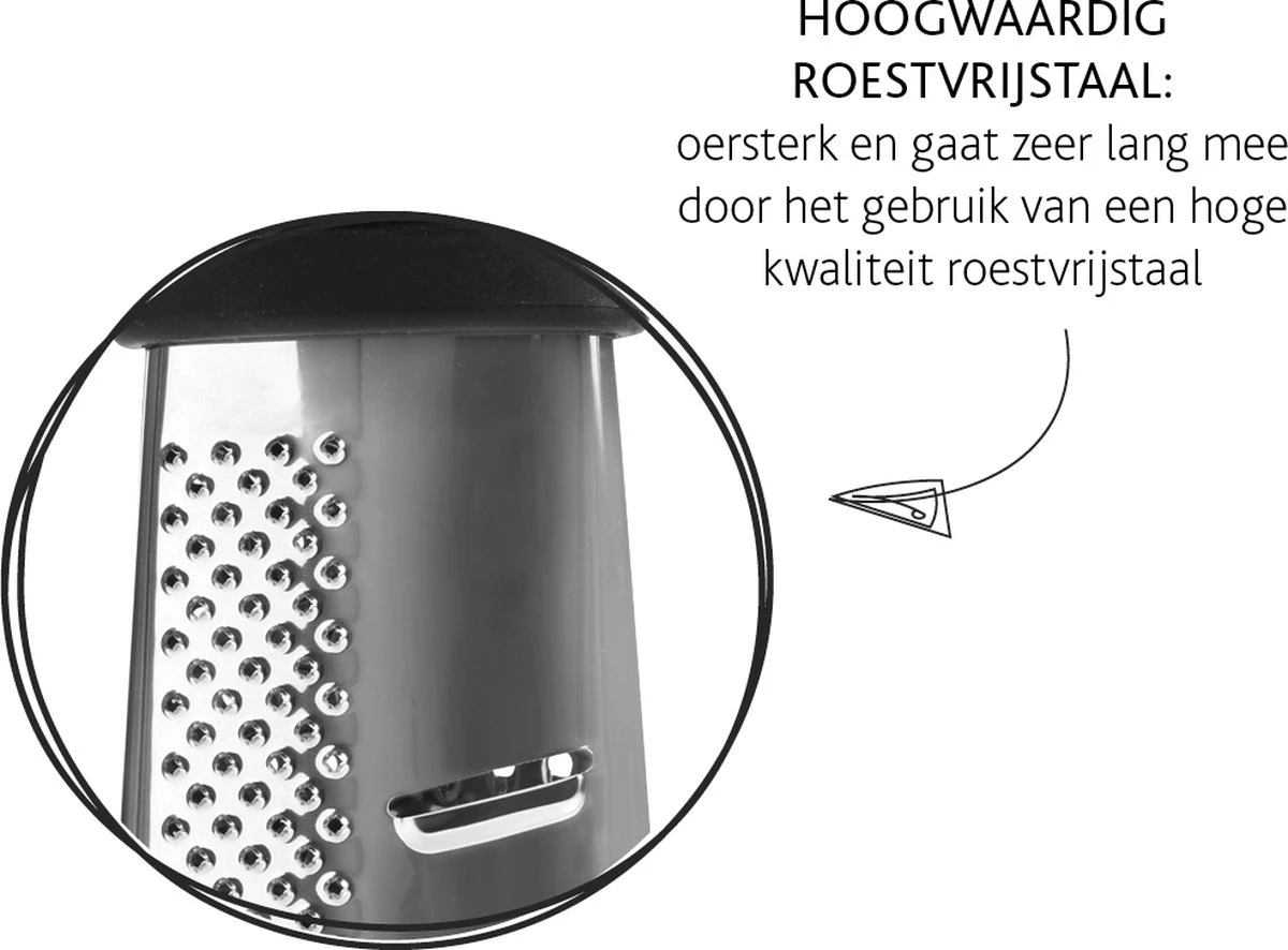 Boska Trio Formaggio - Tafelrasp Met 3 Raspmethodes - Multifunctioneel - Zilver/Zwart - Afbeelding 4