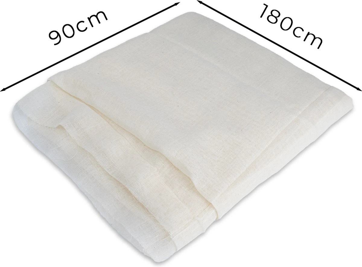 Kaasdoek - Neteldoek Ongebleekt - Passeerdoek - Zeefzak - 180x90cm - Katoen - Afbeelding 3