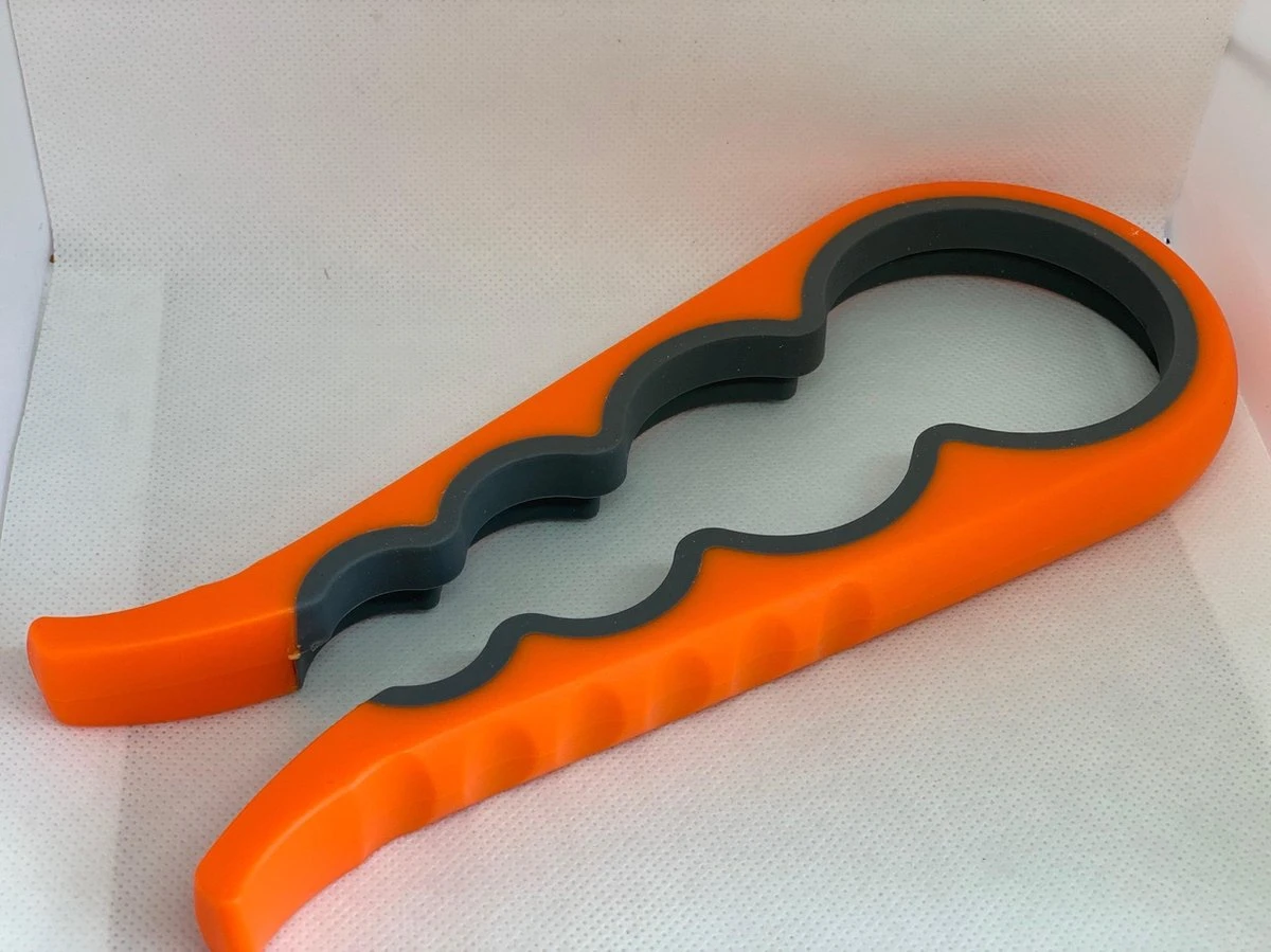Merkloos Pot En Fles Opener - Pot En Fles Opener Universeel - Multi Grip Opener - 4-in-1 Multifunctionele Handmatige Fles, Blik, Dop, Potten Opener – Oranje