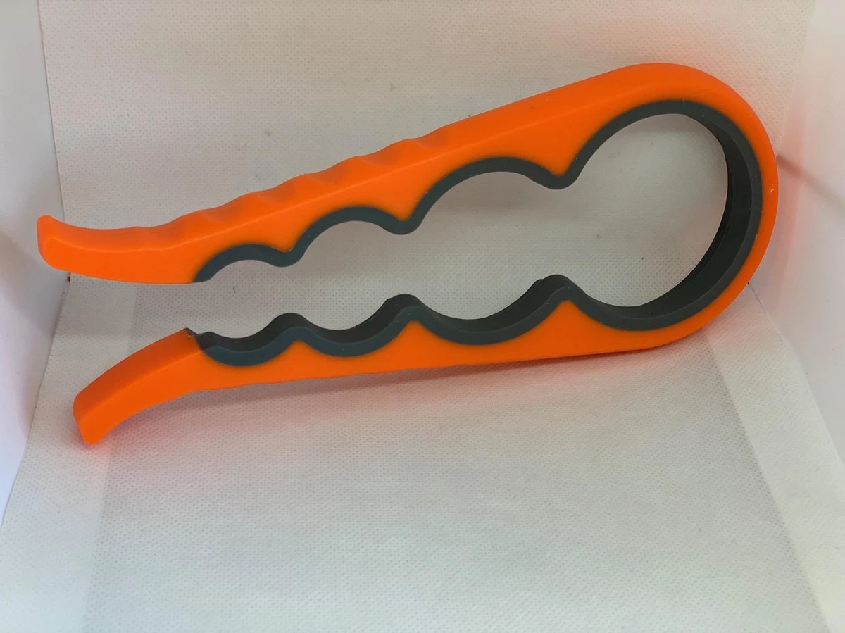 Merkloos Pot En Fles Opener - Pot En Fles Opener Universeel - Multi Grip Opener - 4-in-1 Multifunctionele Handmatige Fles, Blik, Dop, Potten Opener – Oranje - Afbeelding 2