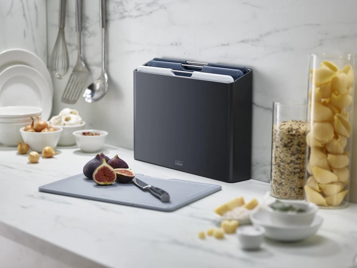 Joseph Joseph JosephJoseph - Folio - Snijplank - In Houder - Groot - Set Van 5 Stuks - Grijs - Afbeelding 3