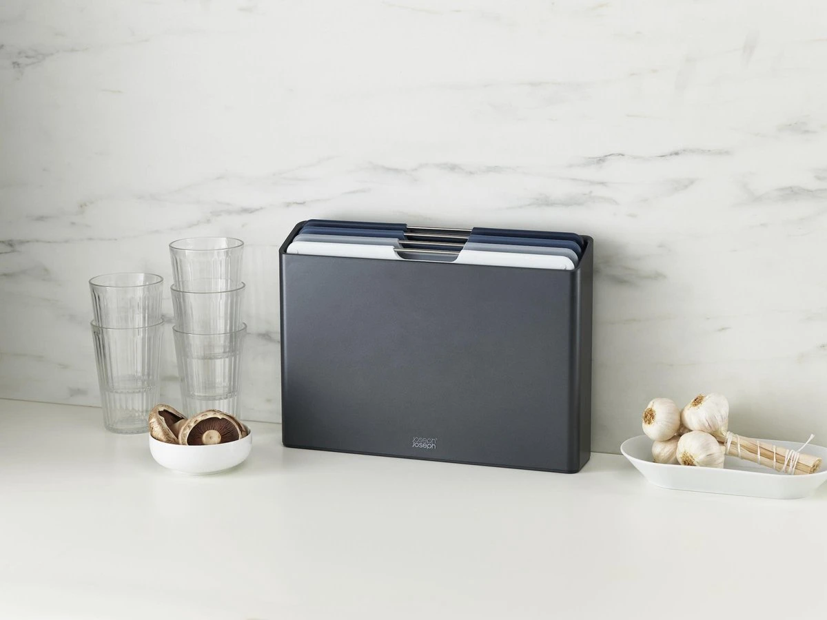 Joseph Joseph JosephJoseph - Folio - Snijplank - In Houder - Groot - Set Van 5 Stuks - Grijs - Afbeelding 4