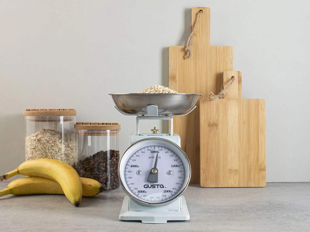 Gusta - Keukenweegschaal - Licht Blauw - Retro/Vintage - RVS - 19x14,5x16,5cm - Afbeelding 3