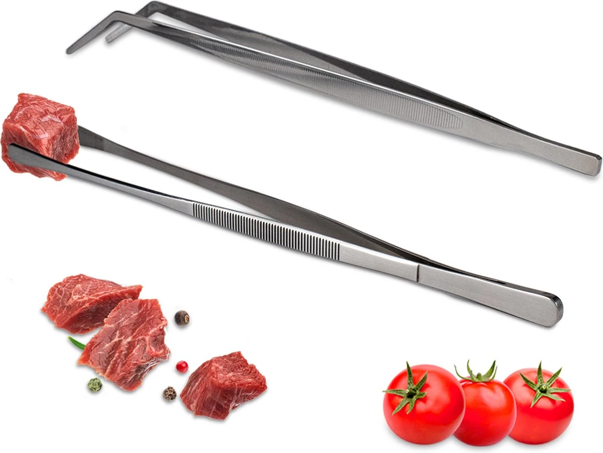 Nimma® Vleespincet - Set Van 2 - Serveertang - Keukenpincet 32 Cm - RVS