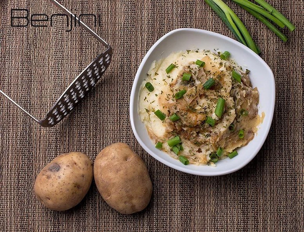 Aardappelstamper | Professioneel | Stamper | Pureestamper | Potato Masher | Pureerder | Stamppot Stamper | Matt Steel | Horizontale Handgreep | Professioneel | Ergonomische Handgreep | Handmatig | Vaatwasserbestendig - Afbeelding 5