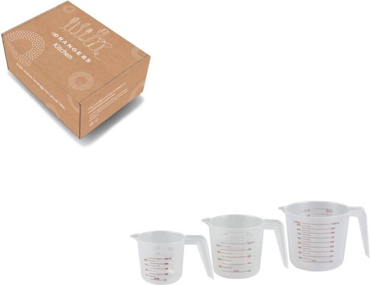 Orange85 Maatbeker - Set Van 3 - 1 Liter - 500ml - 250ml - Kunststof - Verschillende Maten - Afbeelding 4