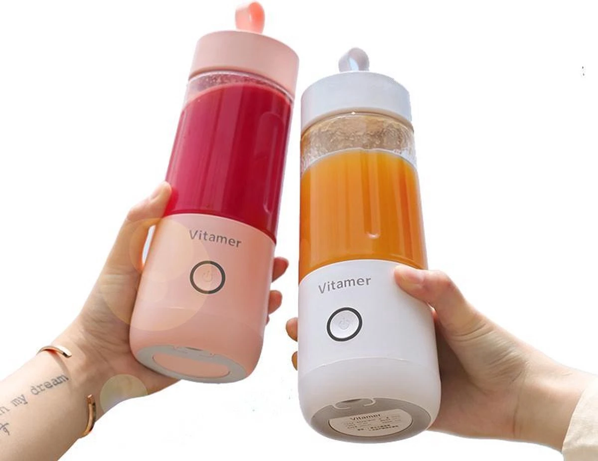 Merkloos Draagbare Mini Blender - USB Oplaadbaar - Draadloos - Wit - 350ml - Afbeelding 8