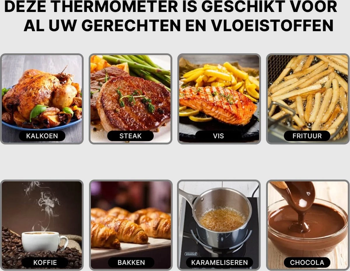 Vleesthermometer - BBQ Thermometer - Oventhermometer - Big Green Egg - Inclusief Sonde En Batterijen - Afbeelding 8