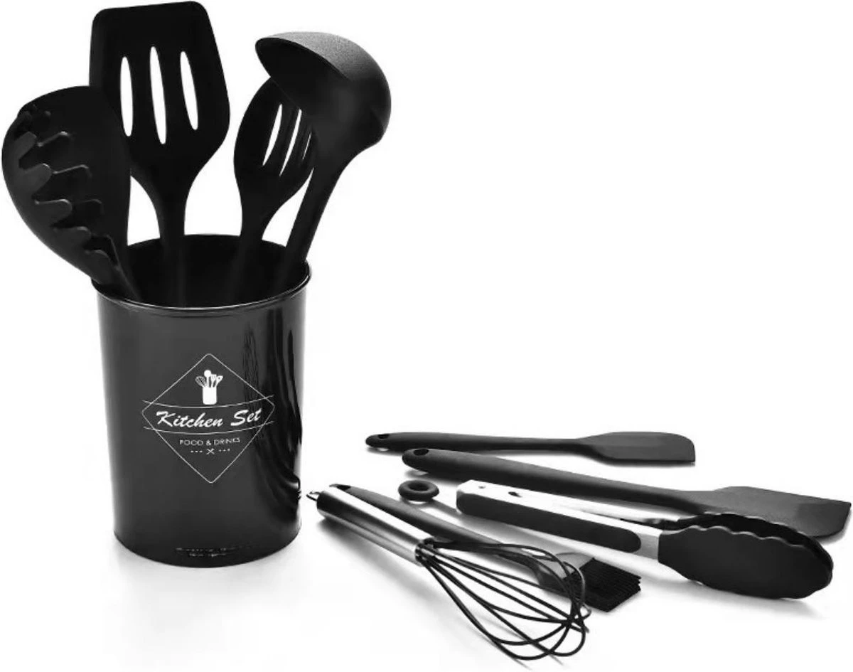 VAIVE Kookgerei Set Met Houder 12-delig - Keukengerei Set - Garde - Spatel Silicone - Afbeelding 6