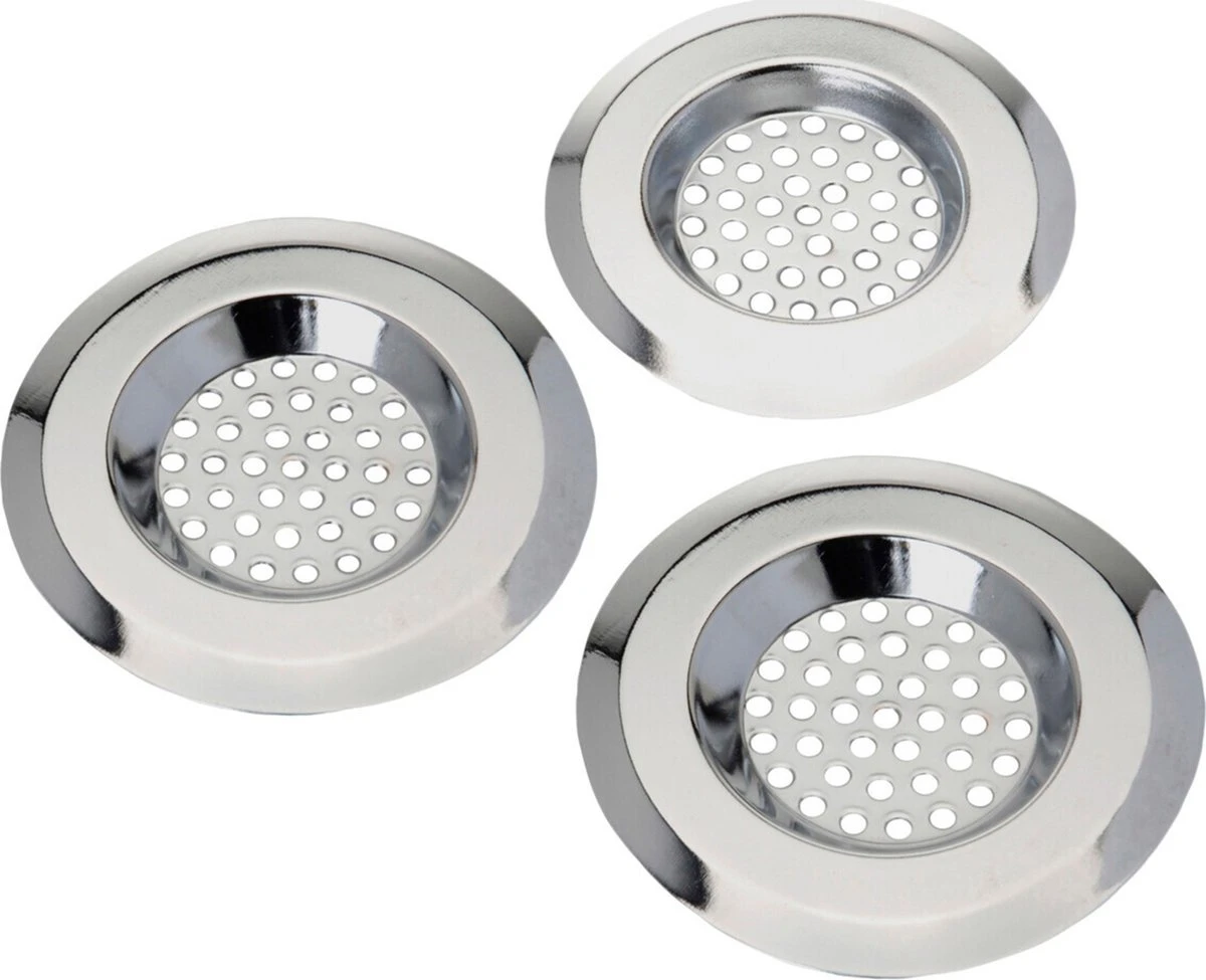 Merkloos Gootsteenzeefje 3 Stuks | Gootsteenfilter | Gootsteenzeef - RVS Zilver (2x) 8cm (1x) 6.5cm