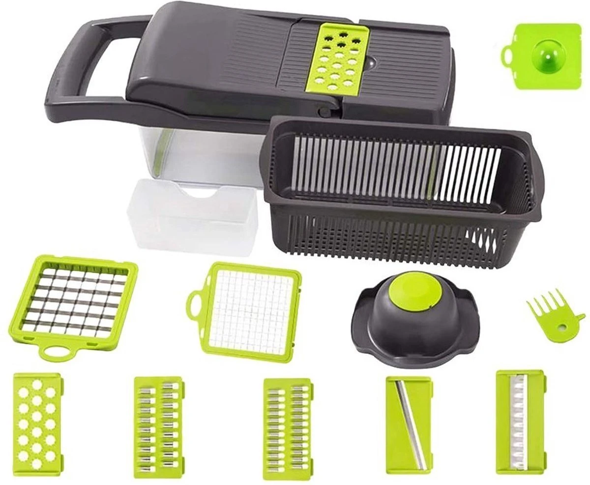 Luxe Groentesnijder Set - Multifunctionele Groentesnijder - Mandoline - Uiensnijder - Groentensnijder - Keukensnijder - Keukenmandoline 15 Delig - Afbeelding 3