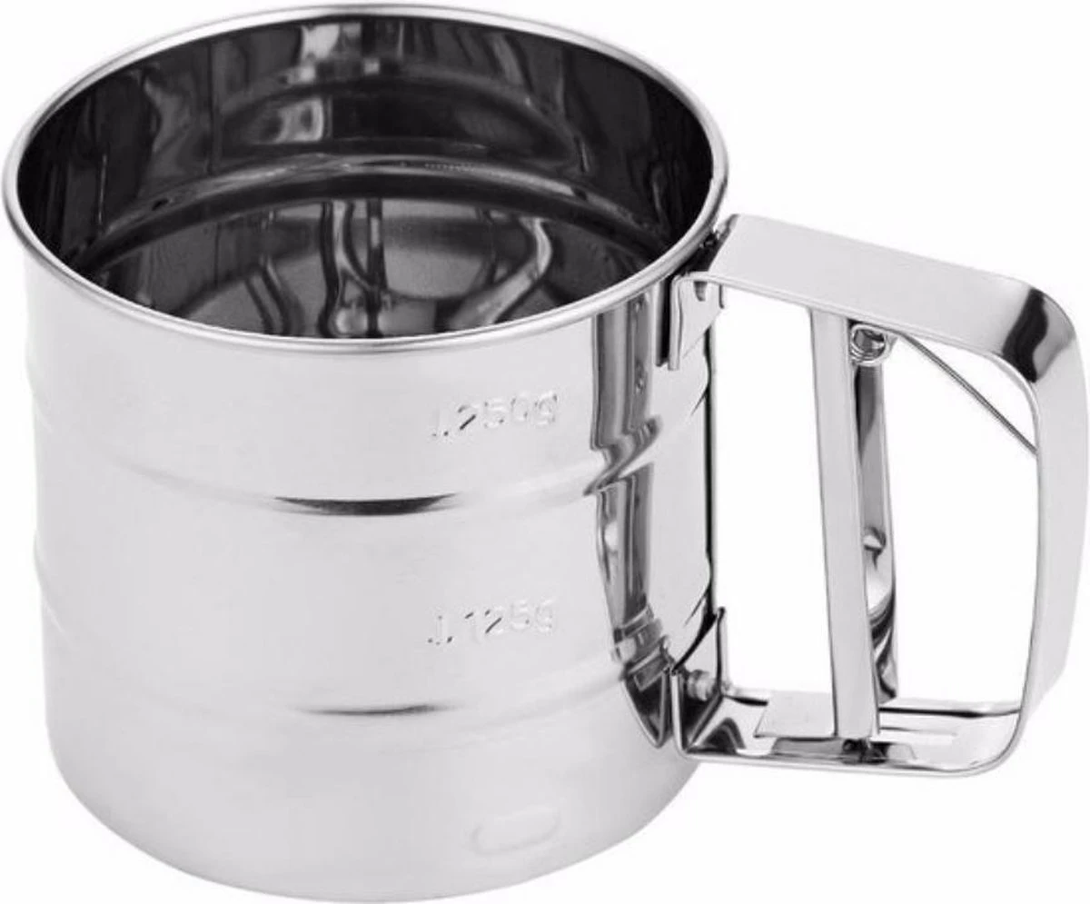 Professionele RVS Meelzeef - Bloemzeef - Poedersuikerzeef - Suikerzeef - Bakgerei - Stooier - Keuken Tafel -Roestvrij Staal - Draai Meel Zeef - Bloem Zeef - Poedersuiker Zeef - - Afbeelding 13