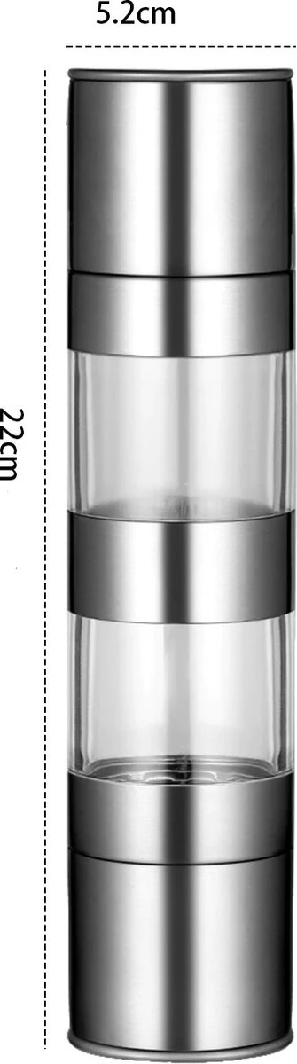 Merkloos Peper- En Zoutmolen- 2 In 1 - RVS - 22 X 5,2 Cm - Afbeelding 7