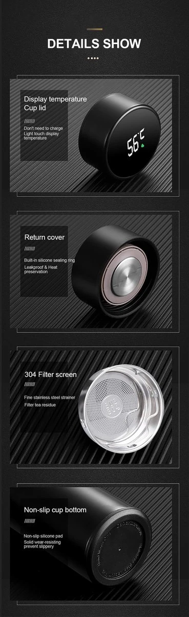 Slimme Thermosfles Met LCD Temperatuur Display - Curver Isolatiefles 0,5 Liter - Dubbelwandige Thermosfles - Thermosbeker - Isoleerfles - Thermoskan - Travel Mug - Bidon Drinkfles - Koffiebeker - Drinkflessen - RVS - Smart Thermos - Metaal - Afbeelding 11