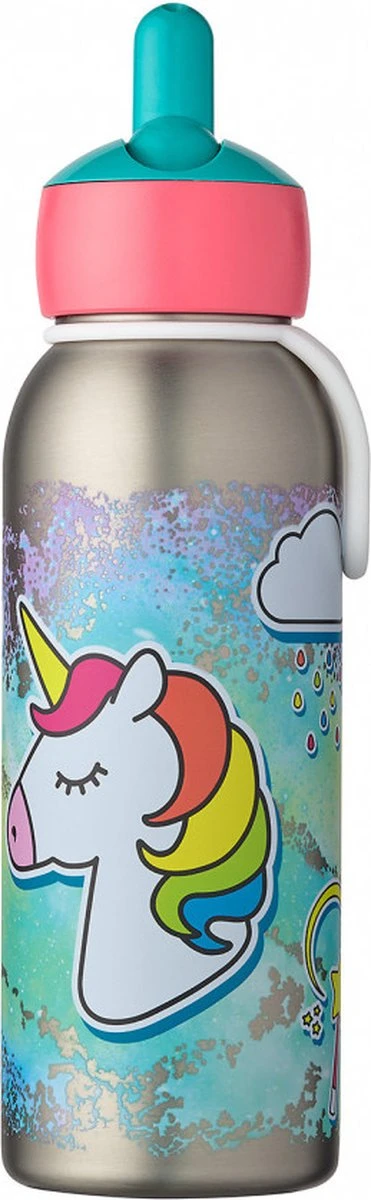 Mepal – Isoleerfles Flip-up Campus – Unicorn – Waterfles Met Rietje – Houdt Je Drankje Tot 9 Uur Warm En 12 Uur Koud – Drinkfles Voor Kinderen – Thermosfles - Afbeelding 2